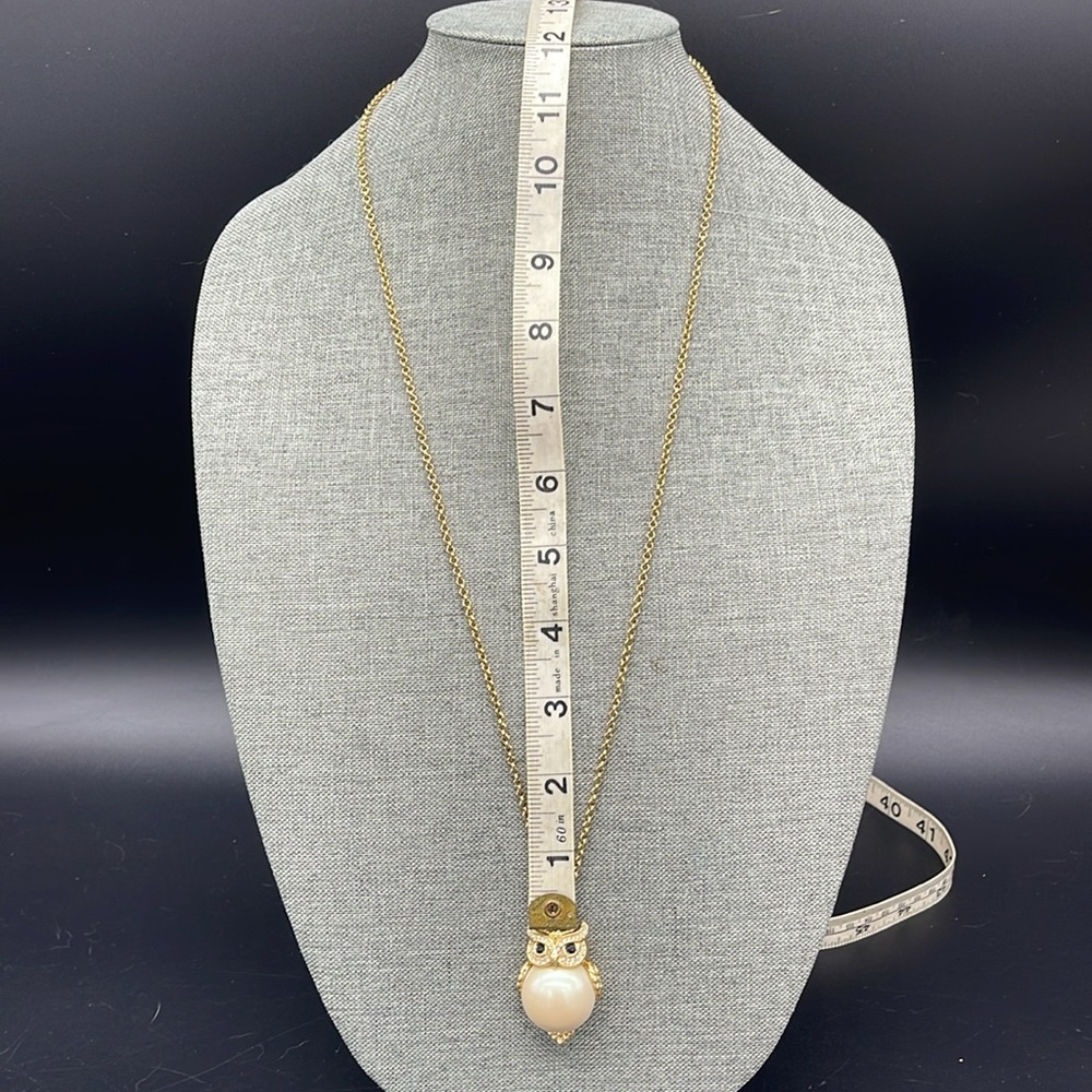 Kate Spade Owl Pearl Necklace Nice Chi Omega Hootie - Picture 3 of 7